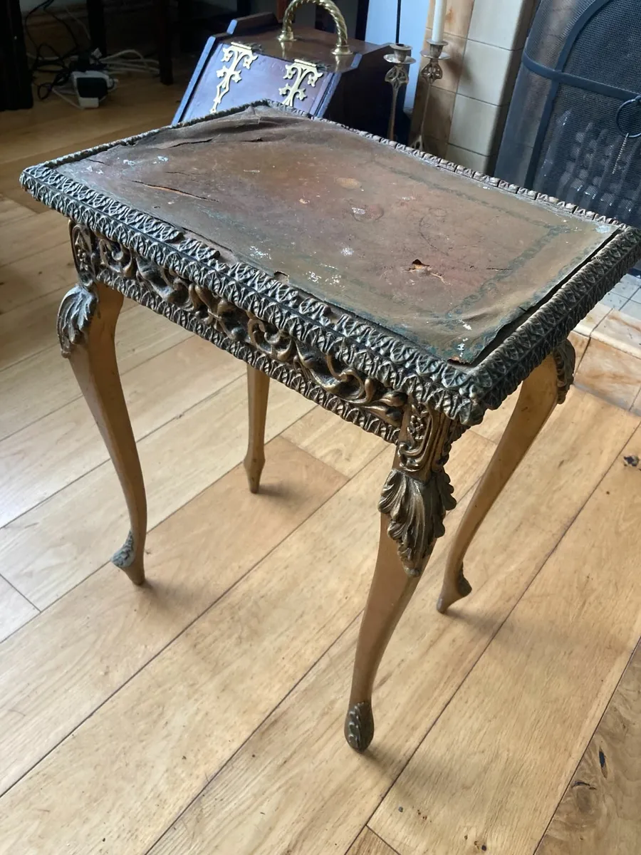 Antique Lamp Table - Ornate Gilt over Wood - Image 1
