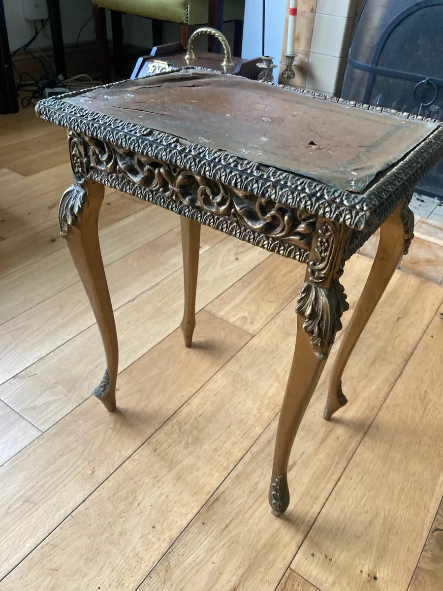 Antique Lamp Table - Ornate Gilt over Wood - Image 2