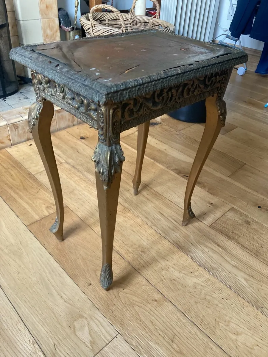 Antique Lamp Table - Ornate Gilt over Wood - Image 4