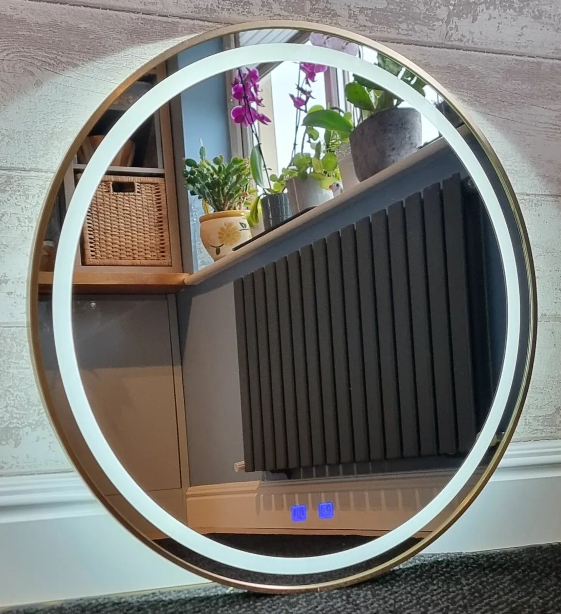 LED Bathroom Mirror Gold Dual LED Demister Antifog - Image 2