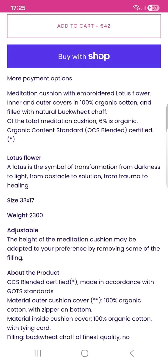 Meditation/ Yoga cushion - Image 4