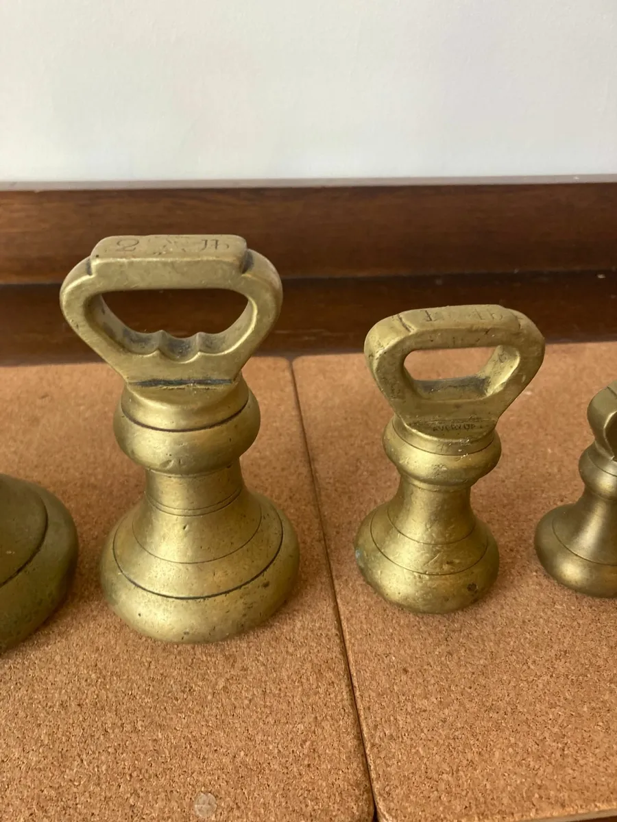 Antique Brass Weights - Bell Weights x 8 - Image 2