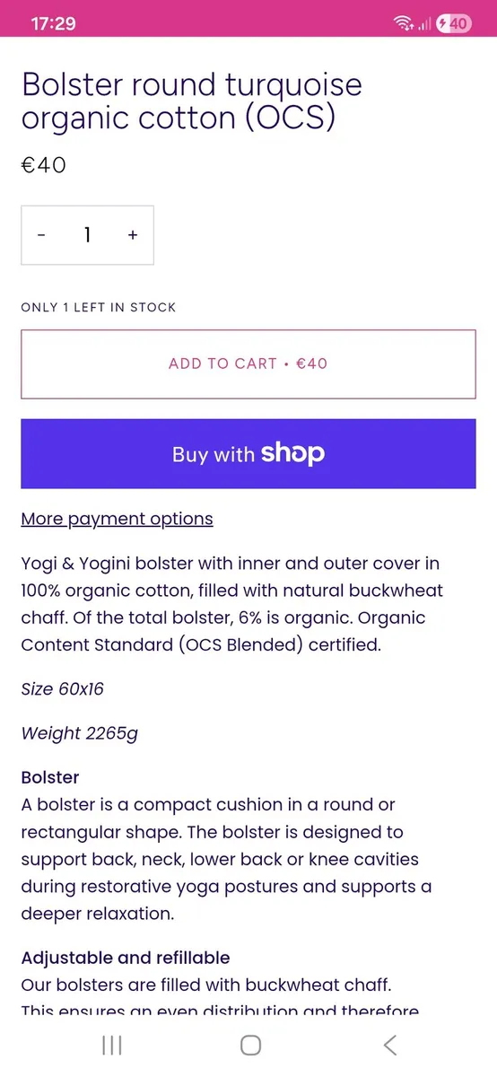 Meditation/ Yoga bolster - Image 3