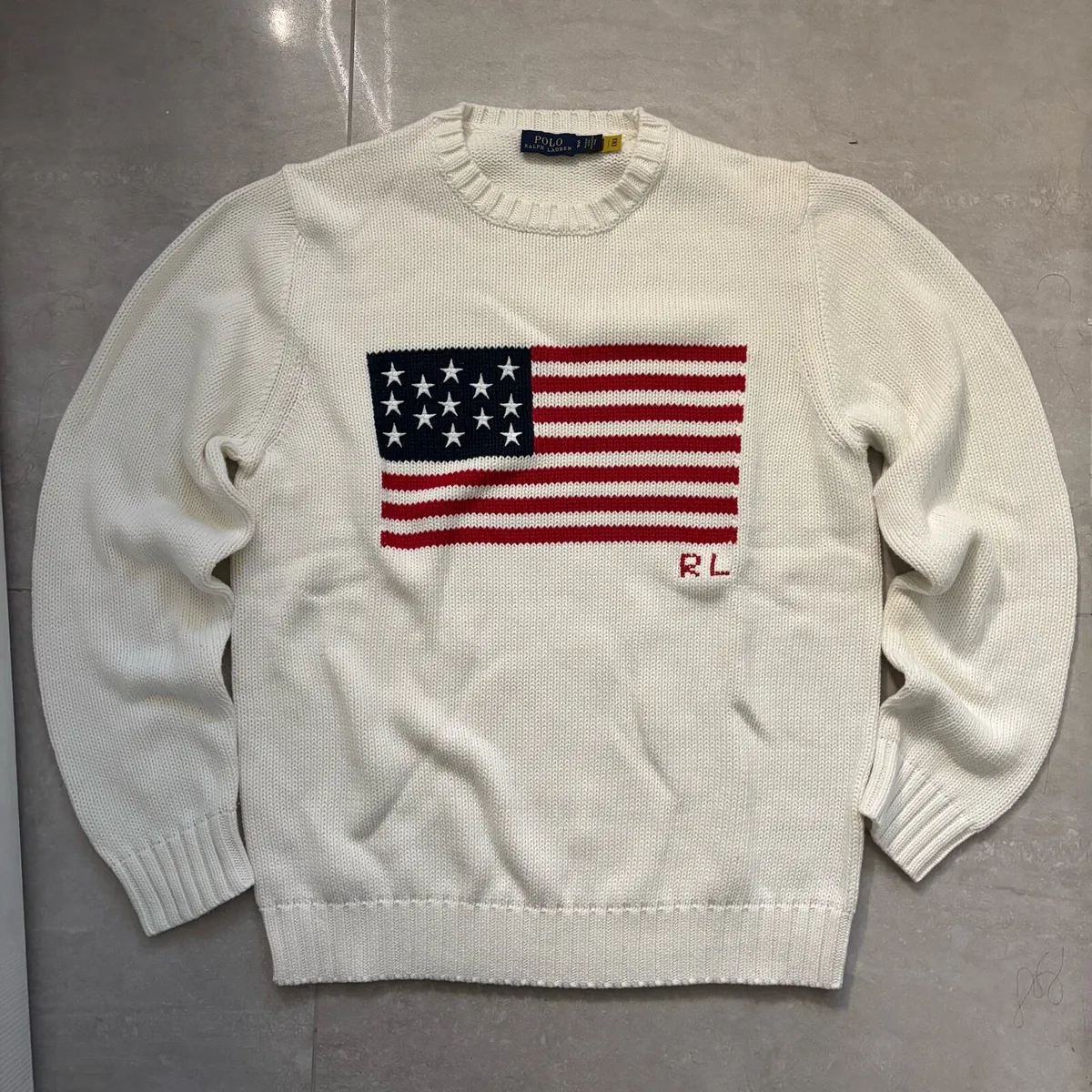 White Ralph Lauren Knit American Flag - Image 1