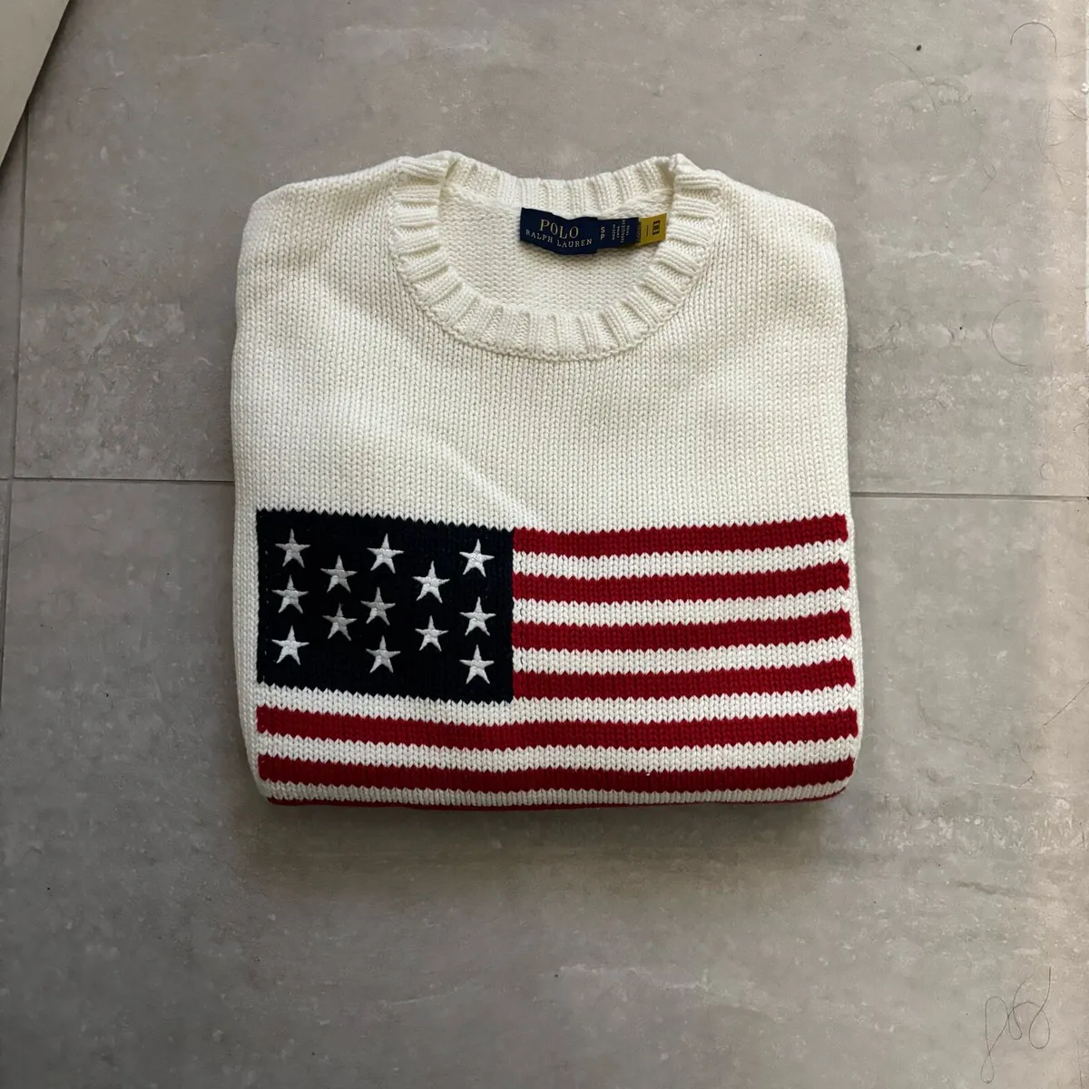 White Ralph Lauren Knit American Flag - Image 2