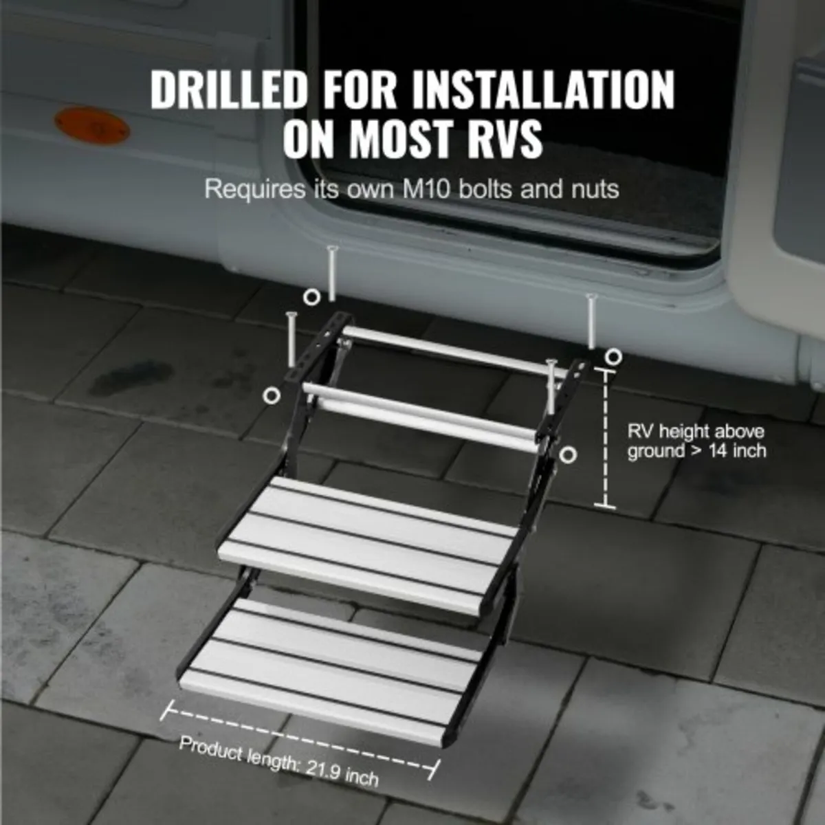 RV Steps, 2-Step, Manual Retractable RV Stairs, Fo - Image 3