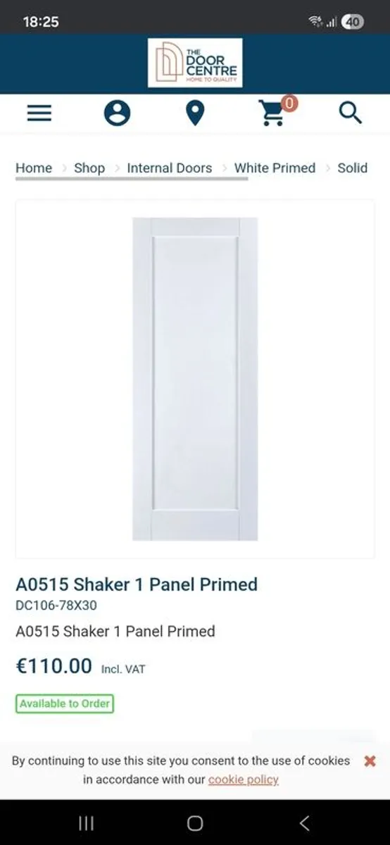 Doors for sale,  2 x new doors, white shaker panel, 44mm x 78 - Image 1