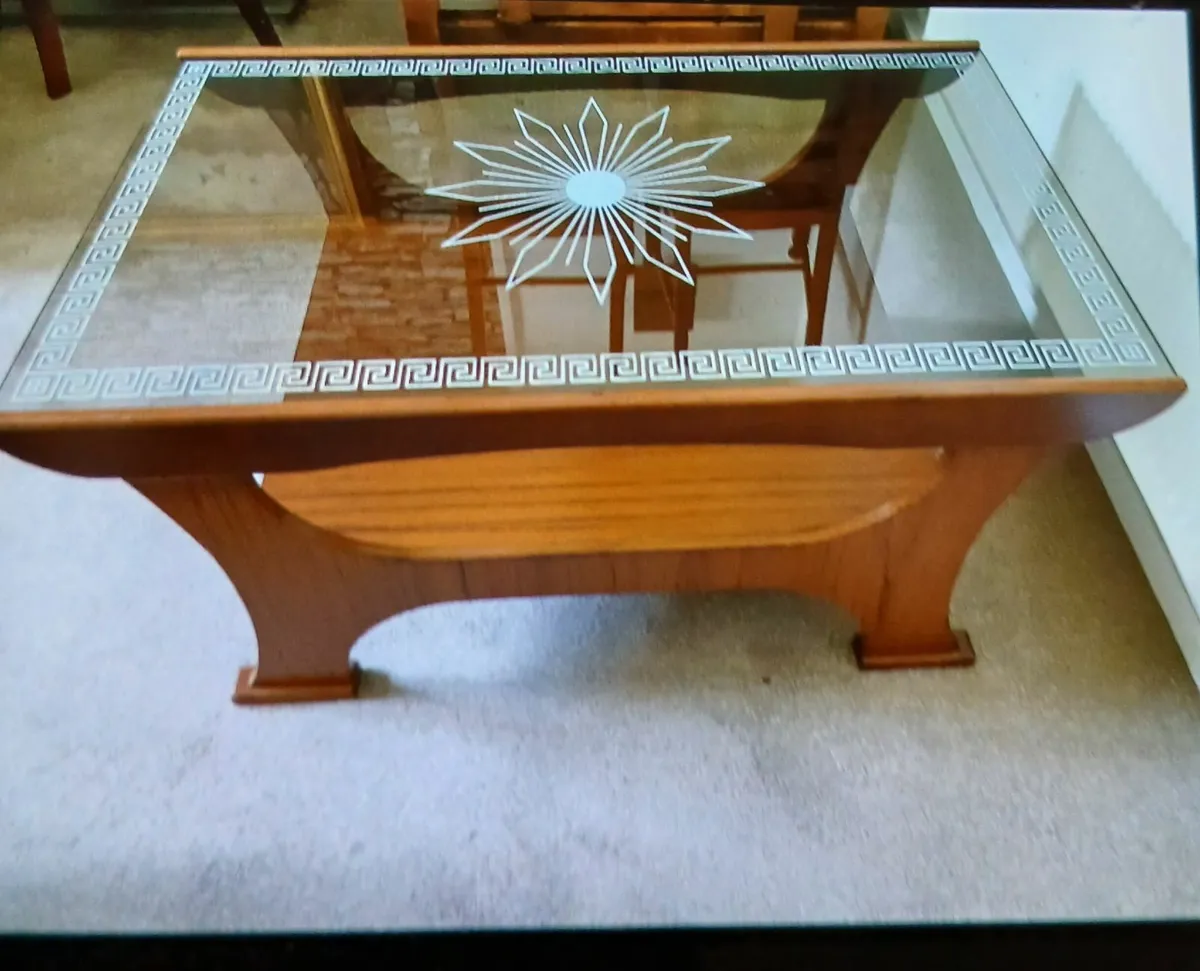70's Retro Coffee Table Smoked Glass Top. - Image 1