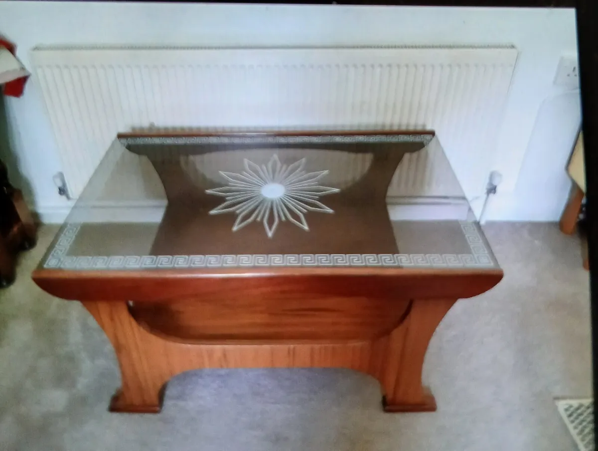 70's Retro Coffee Table Smoked Glass Top. - Image 3