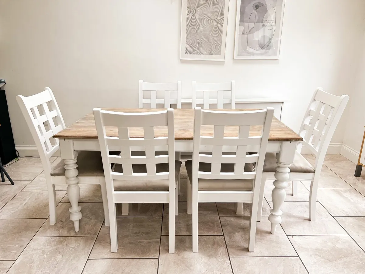 Solid Wood Dining Table with 6 Chairs - Image 1