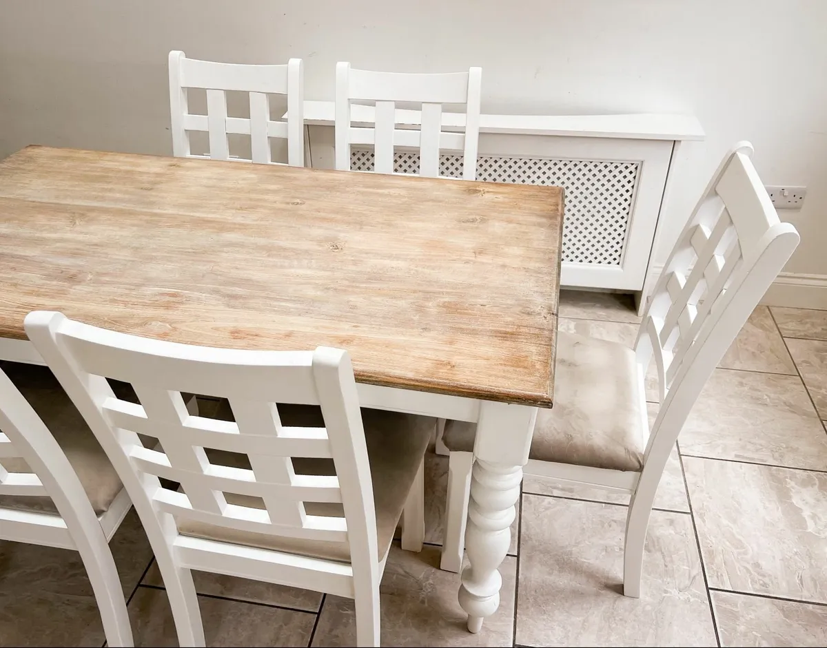 Solid Wood Dining Table with 6 Chairs - Image 2