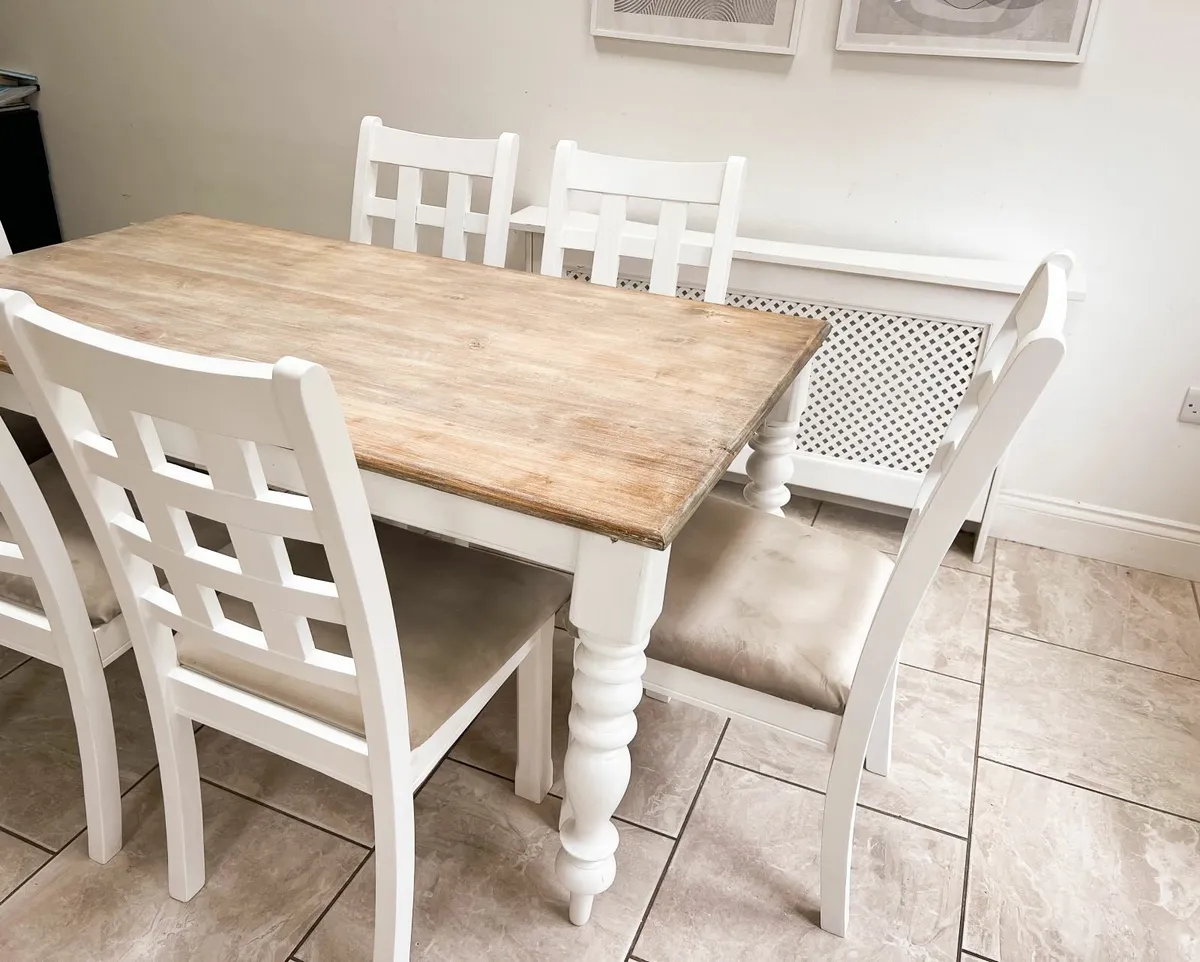 Solid Wood Dining Table with 6 Chairs - Image 4