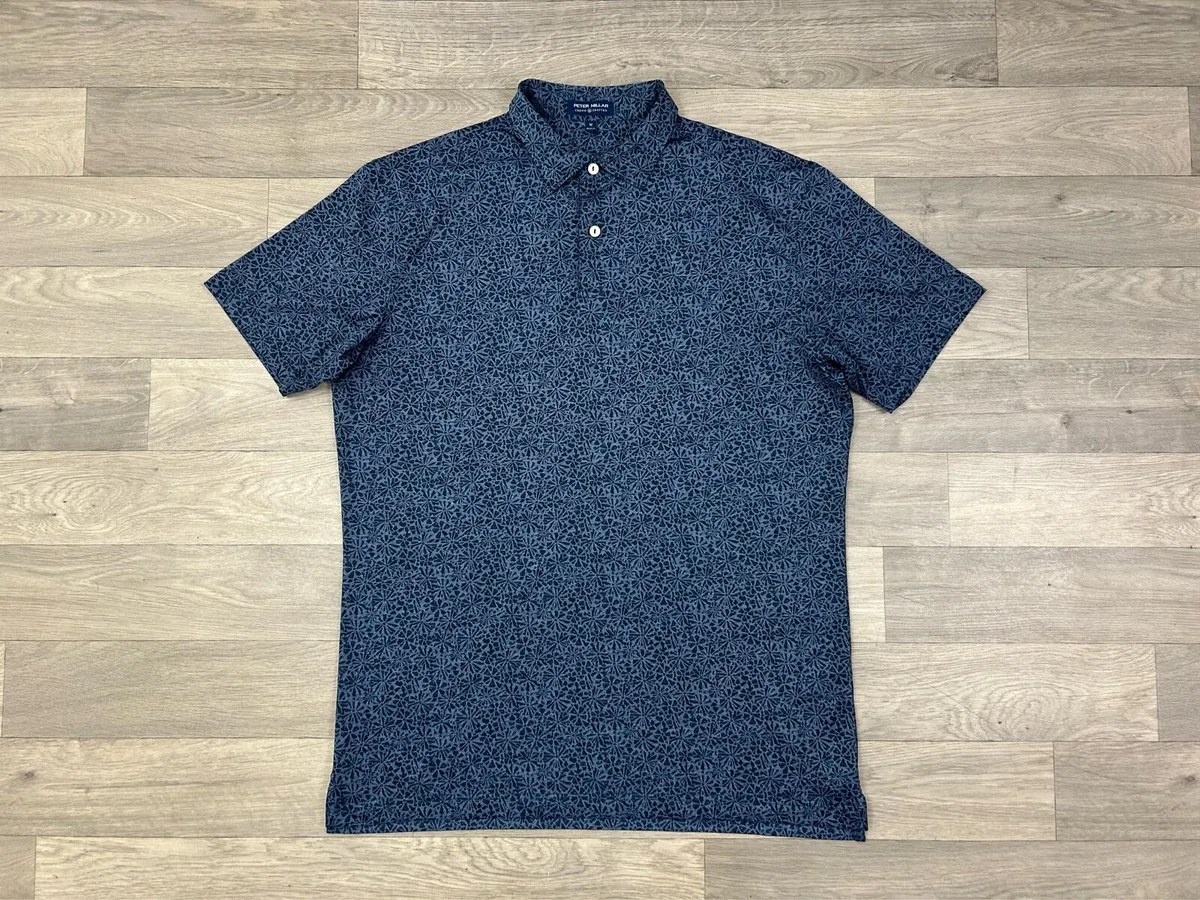 Peter Millar Patterned Golf Polo Shirt Mens Medium - Image 1