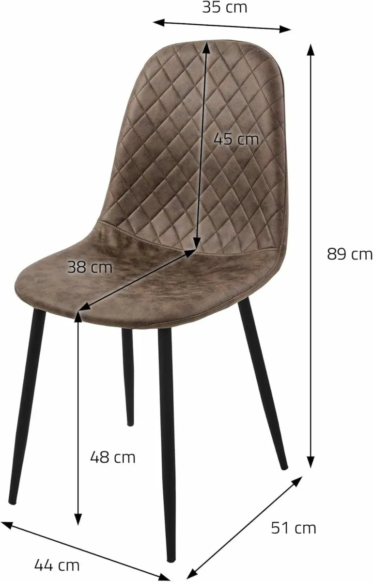 Set of 4 Brown Faux Leather Dining Chairs with Bla - Image 3