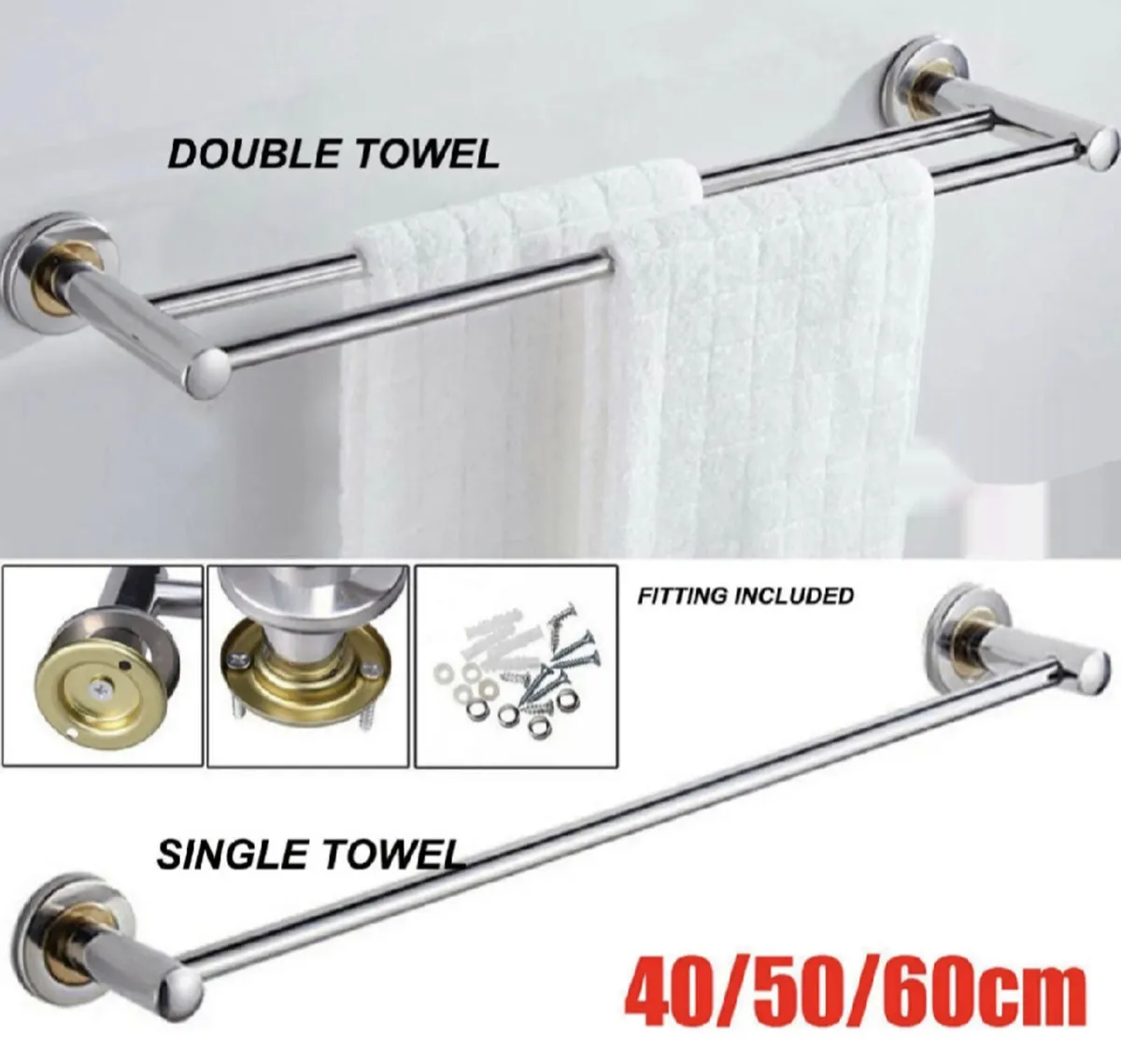 40/50/60cm Single/Double Towel Rail Rack