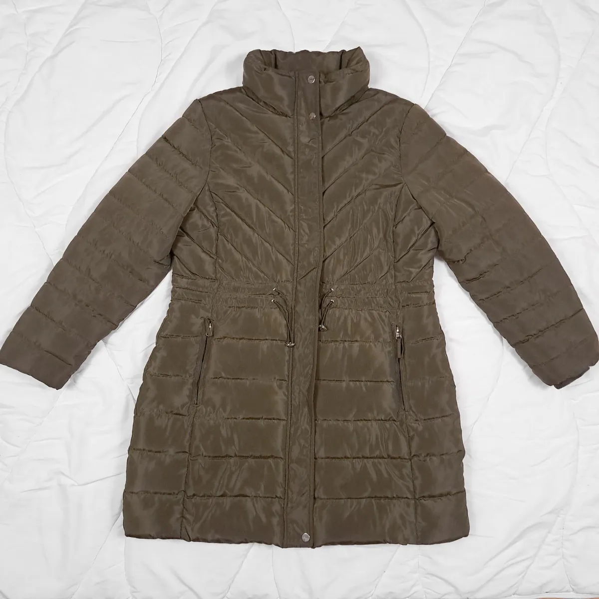 Principles Olive Green Khaki Puffer Long Coat 16UK - Image 1