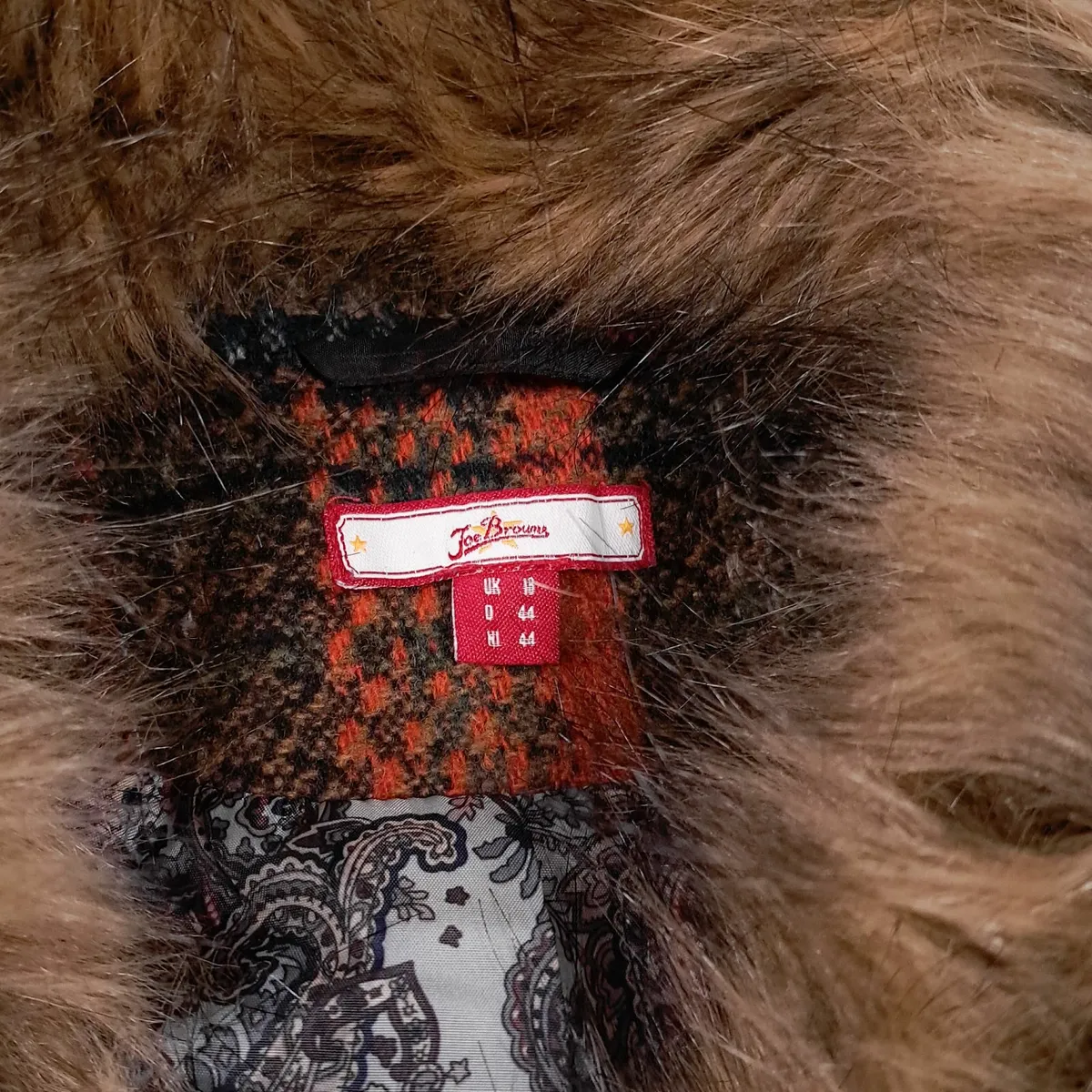 Joe Browns Orange Brown Plaid Wool Jacket 18UK - Image 2