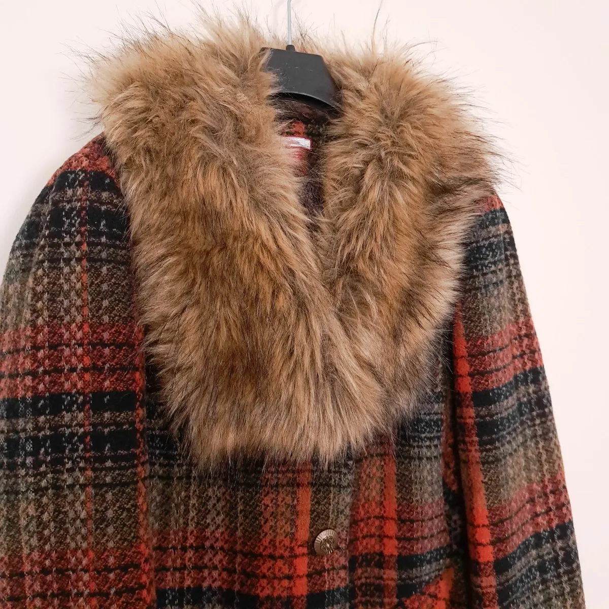 Joe Browns Orange Brown Plaid Wool Jacket 18UK - Image 4