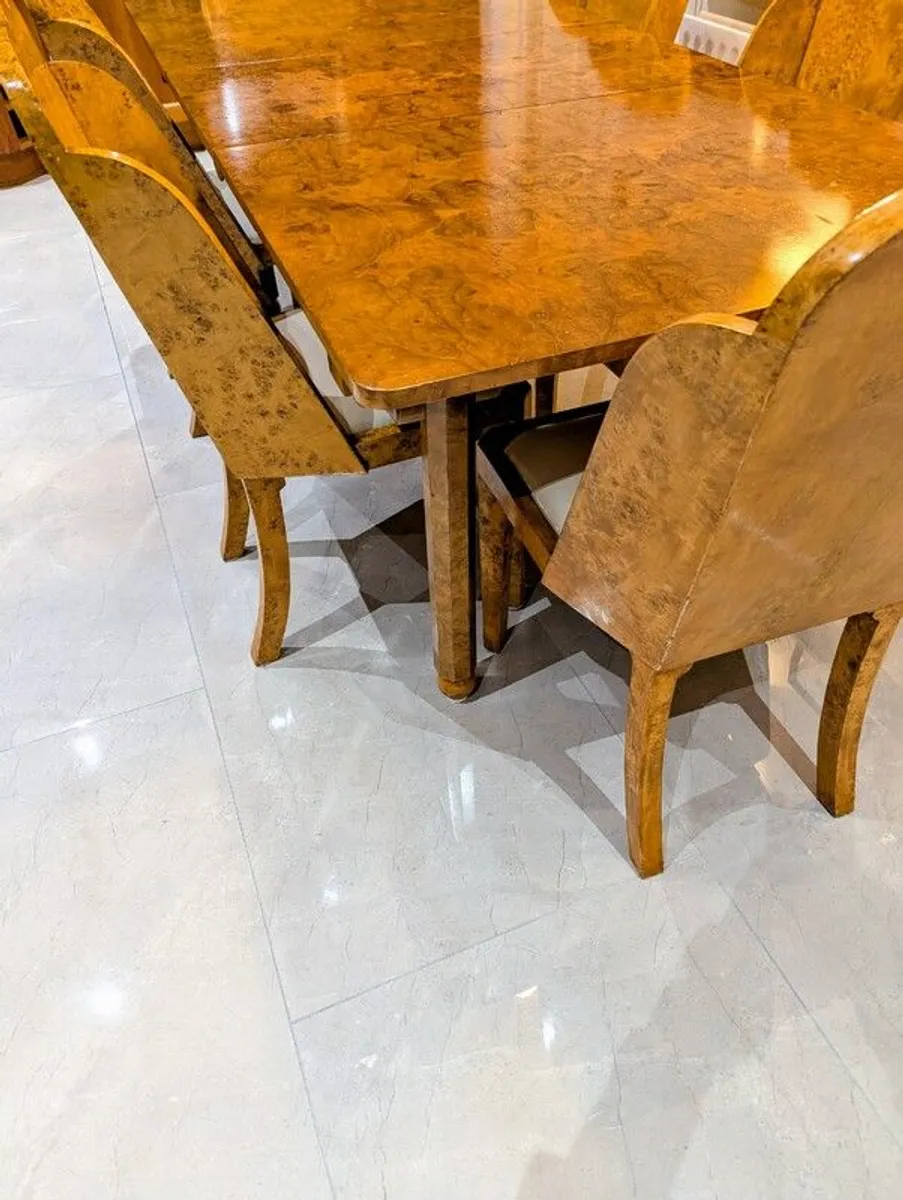 Art deco dining table and six chairs - Image 3