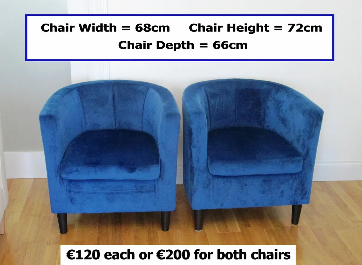 Tub Chairs (2) Navy Velvet - Image 1