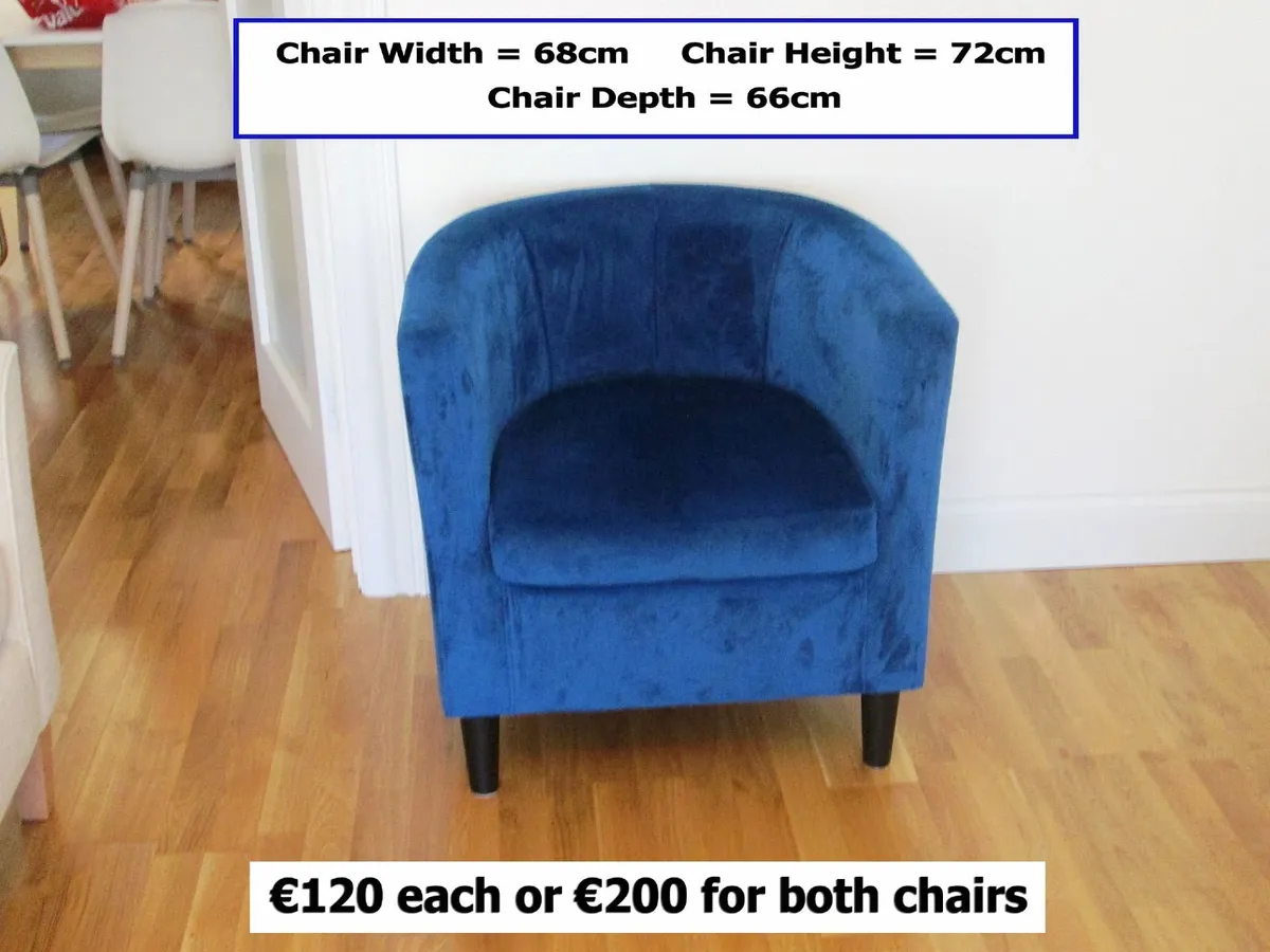Tub Chairs (2) Navy Velvet - Image 2