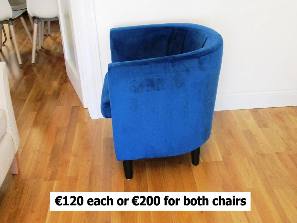 Tub Chairs (2) Navy Velvet - Image 3