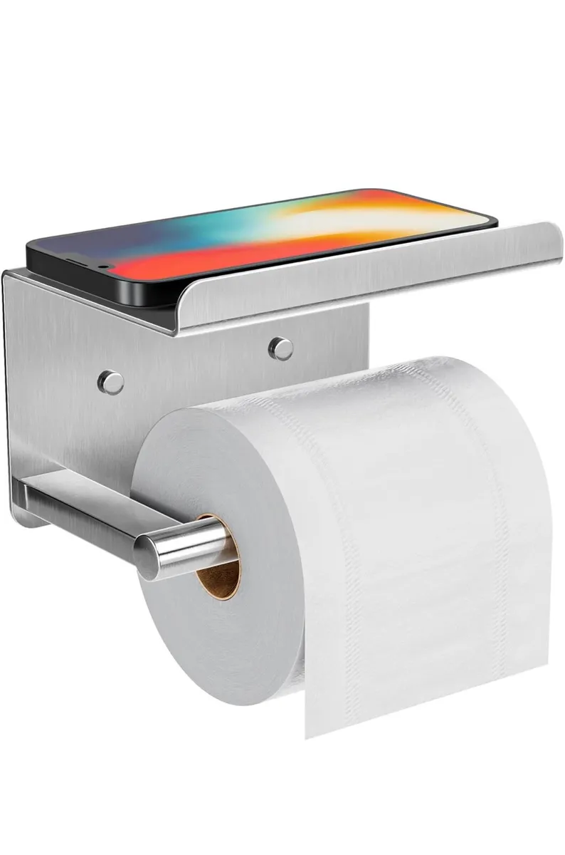 Silver toilet roll holder - Image 1