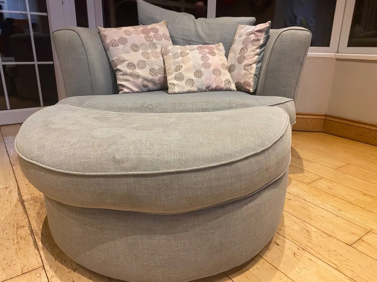 Swivel Chair with Footstool + Matching Armchair - Image 1