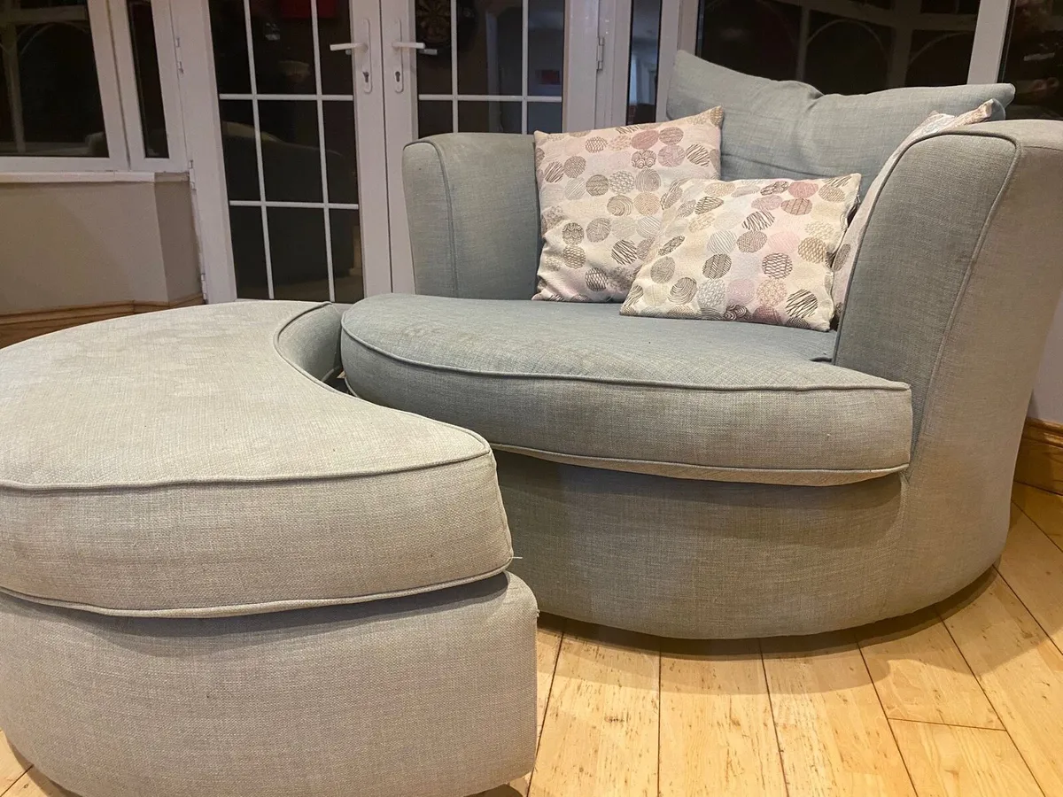 Swivel Chair with Footstool + Matching Armchair - Image 2