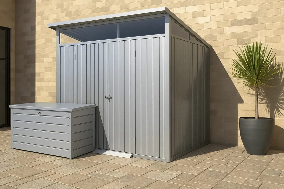 8×6 Palladium  Silver Shed + Free Patio Box  €399 - Image 1
