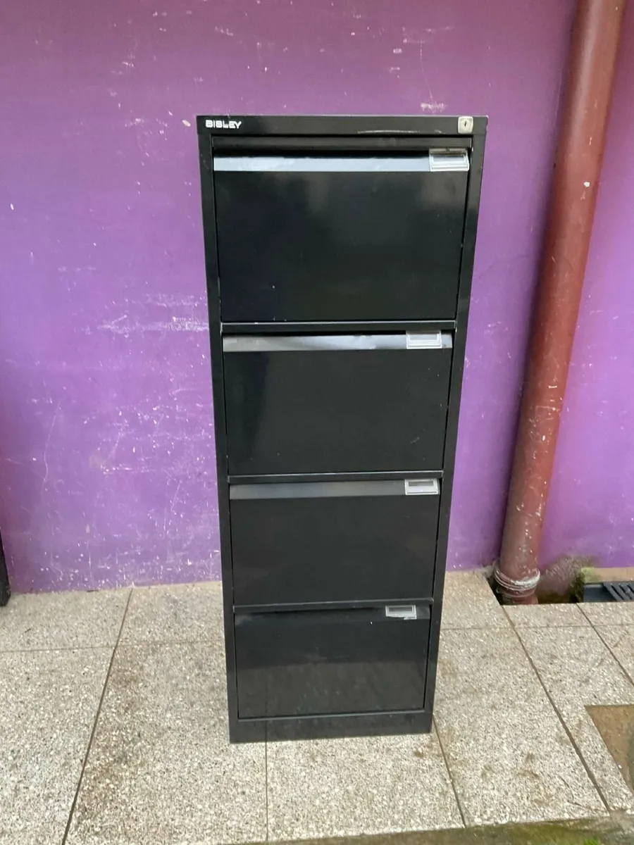 Bisley black 4 drawer filing cabinet - Image 1