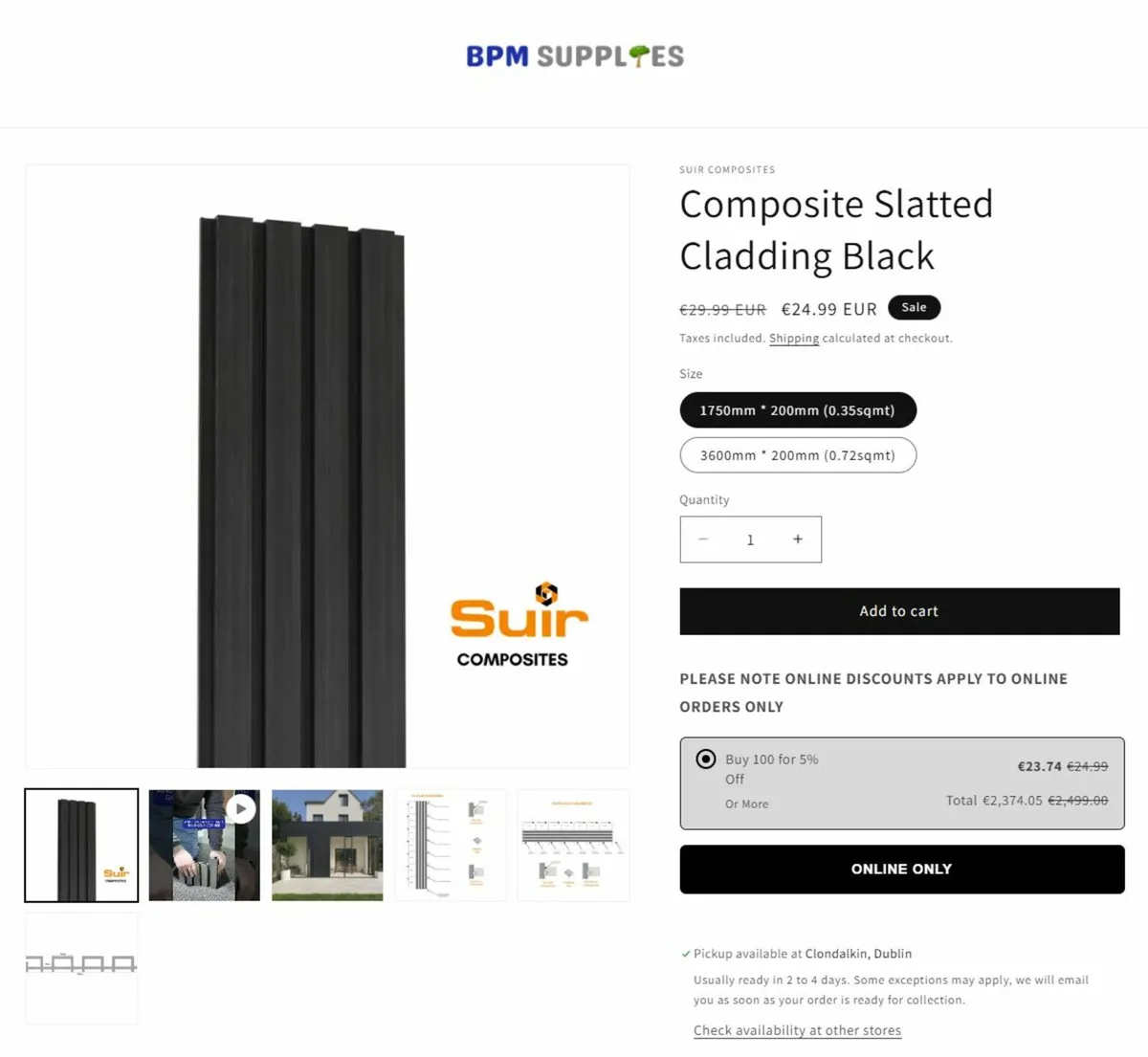 Composite Slatted Cladding Black - Image 1