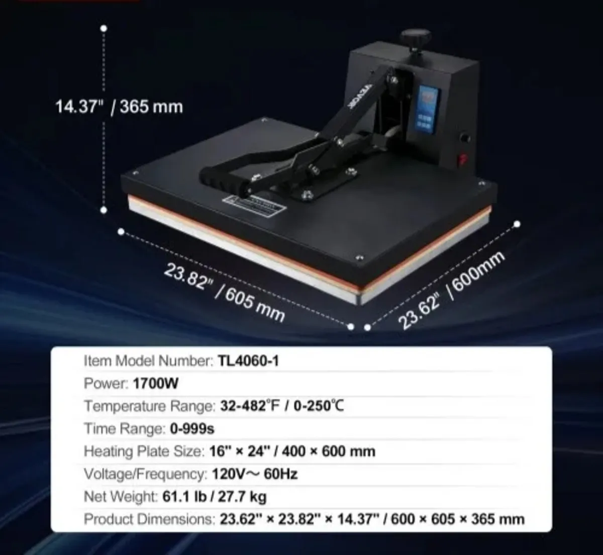 Heat Press Machine 16 x 24 in/40.6 x 61 cm Sublima - Image 3