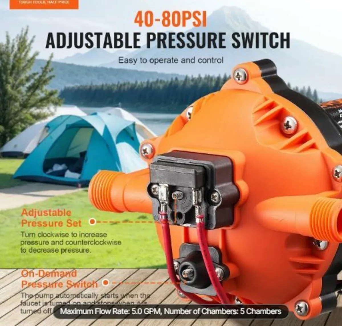 12V Diaphragm Pump, 5 GPM - Image 3