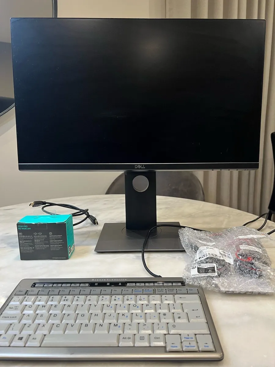 Dell 24-Inch Monitor + Webcam + headset + Keyboard - Image 1