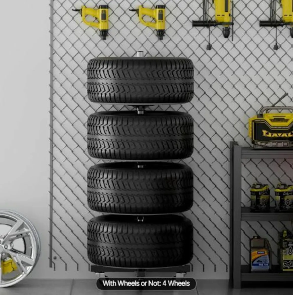 Tire Rack with Wheels - Image 3