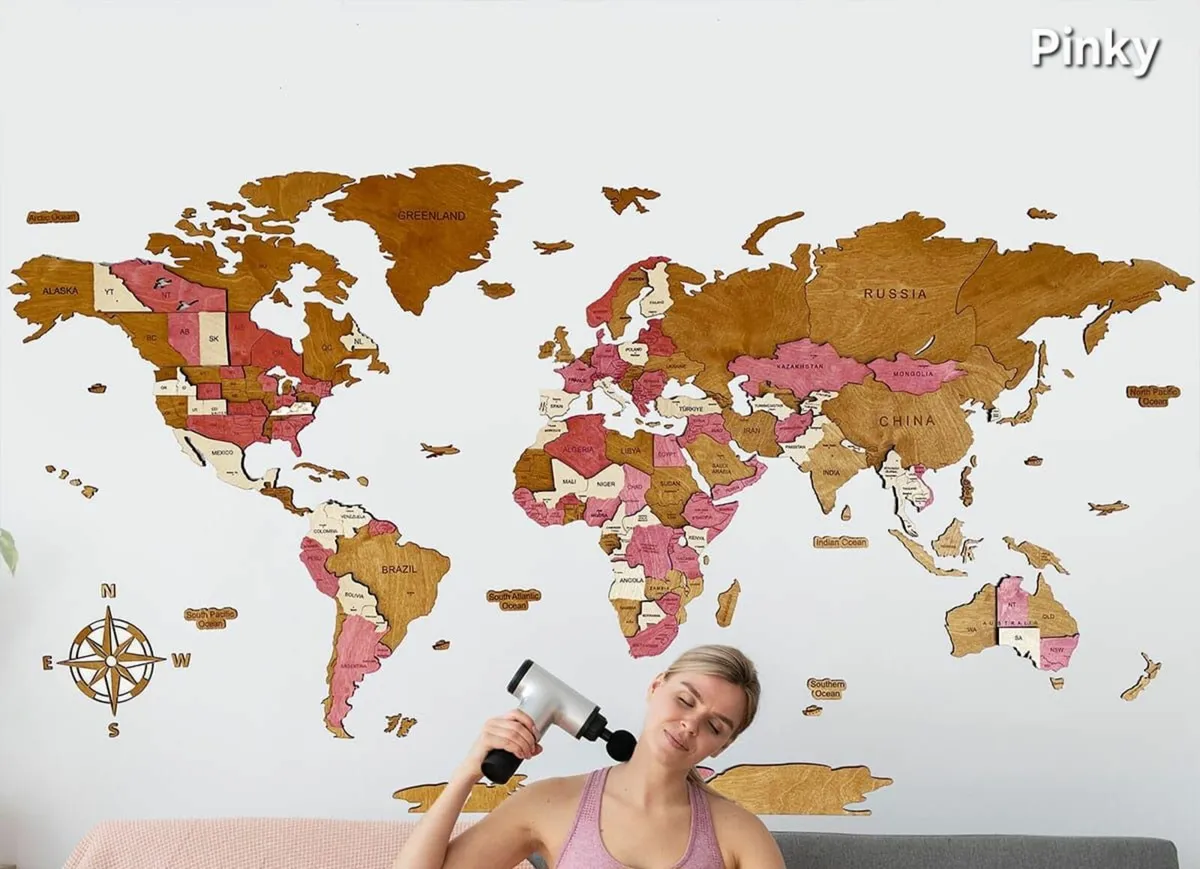 3D Classic Wooden World Map - Image 4