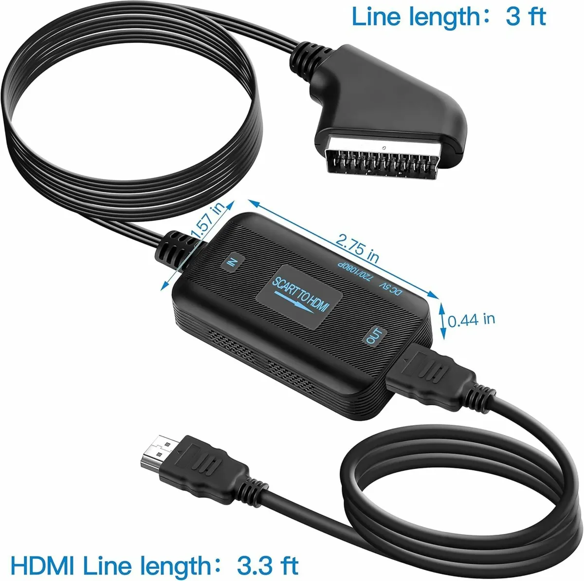 Scart to HDMI Converter - HDMI & Scart Cable, Swi