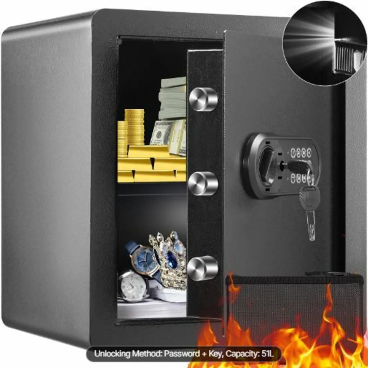 Safe, 51.0 L Home Safe, Steel Security Safe - Image 1