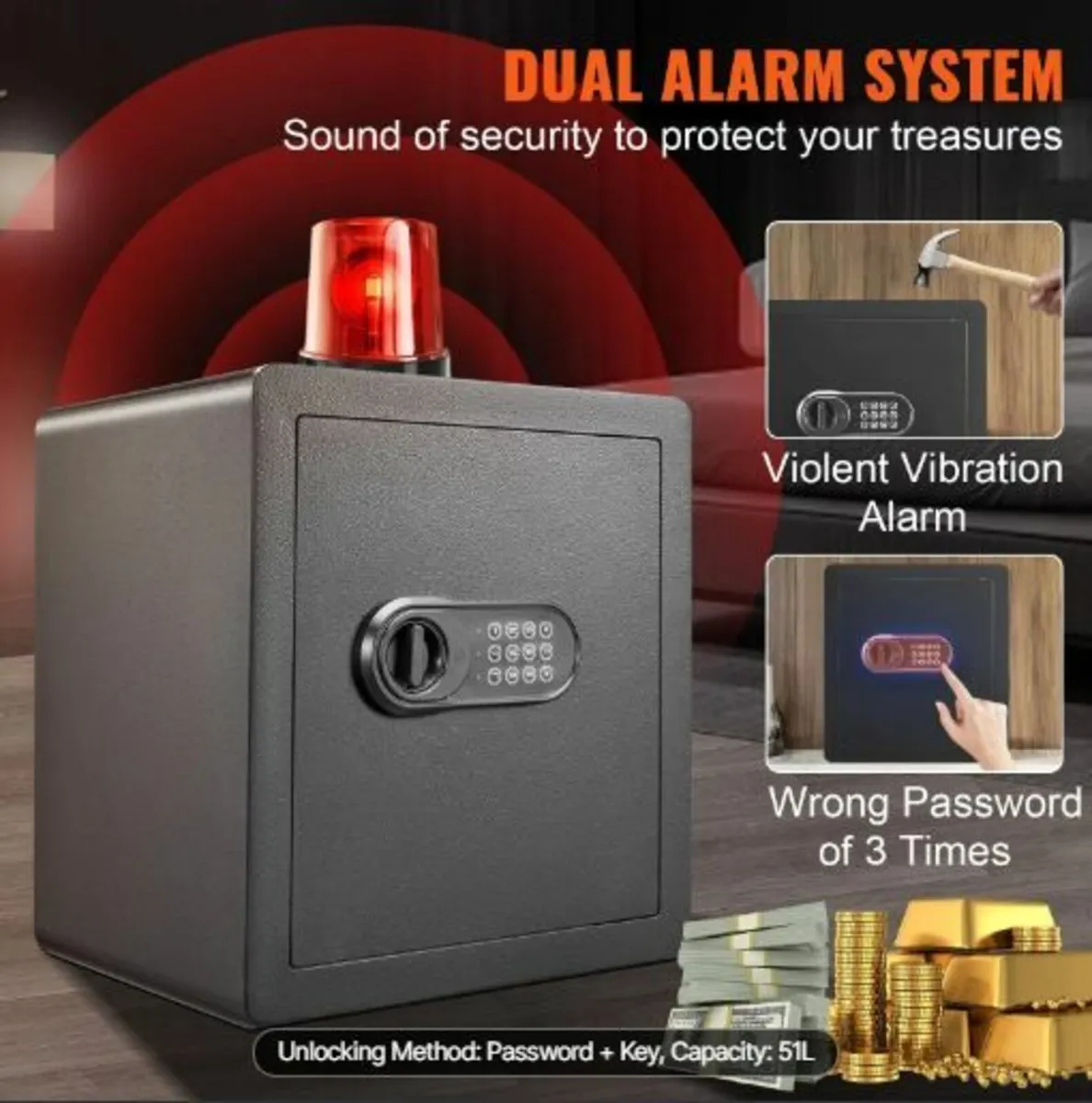 Safe, 51.0 L Home Safe, Steel Security Safe - Image 4