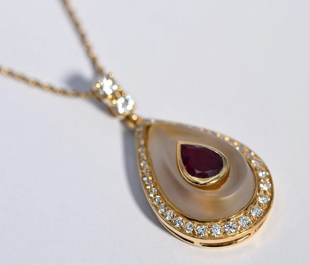 Vintage Ruby & Diamond Pendant Necklace - 18ct - Image 2