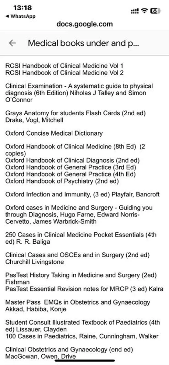 Medical student textbooks