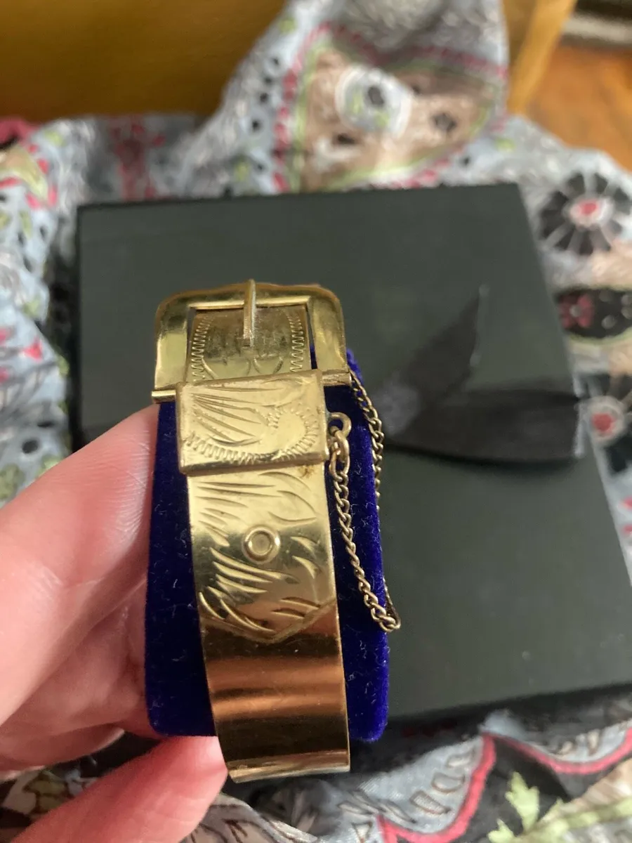 Vintage Gold Buckle Bangle - Image 2