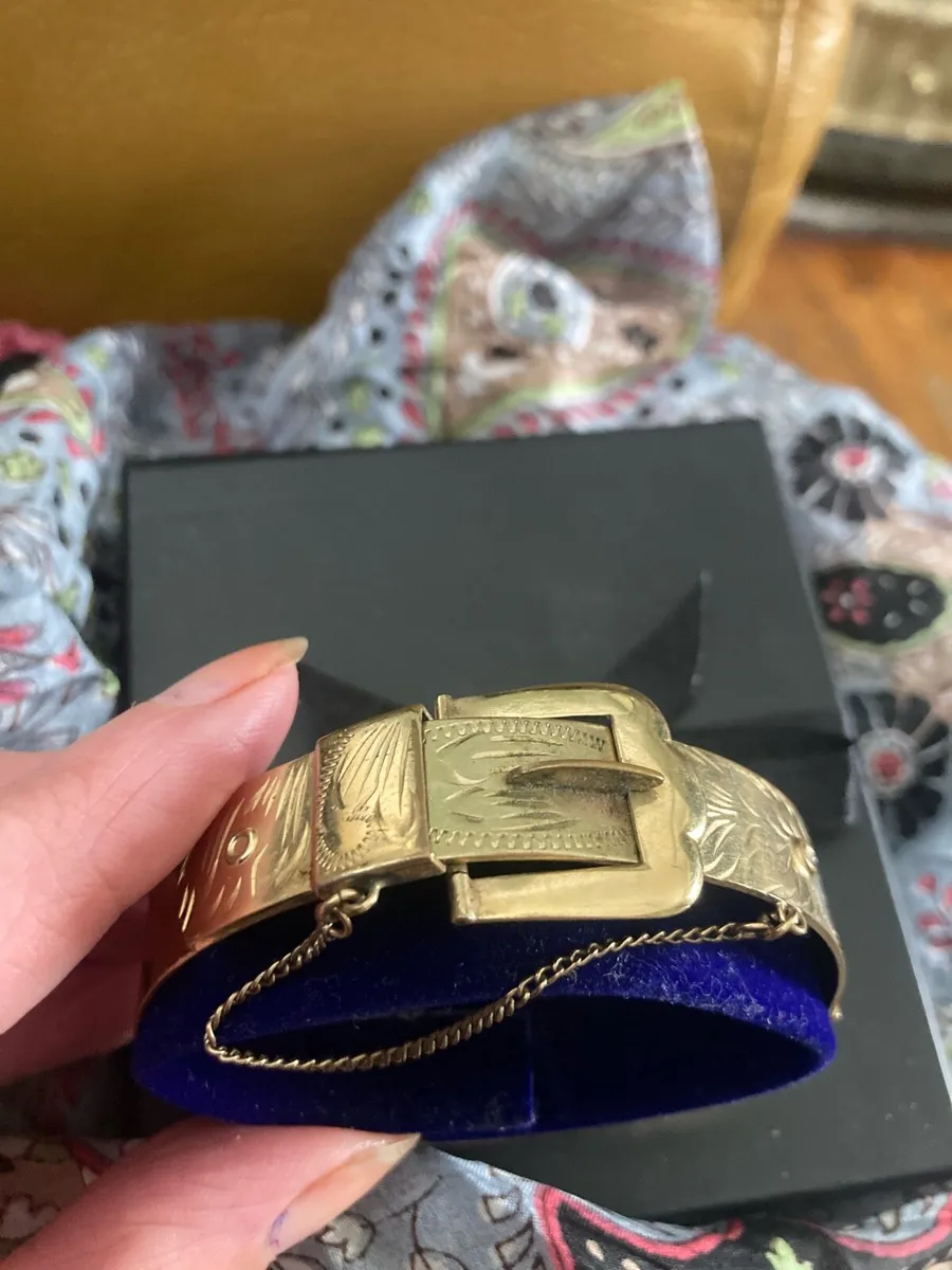 Vintage Gold Buckle Bangle - Image 4