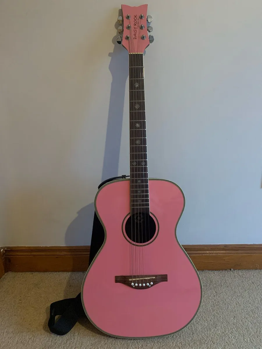 Daisy Rock Acoustic 6 String Pink Guitar - Image 1