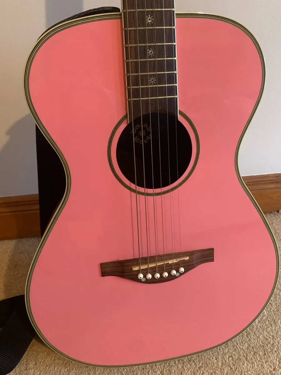 Daisy Rock Acoustic 6 String Pink Guitar - Image 3