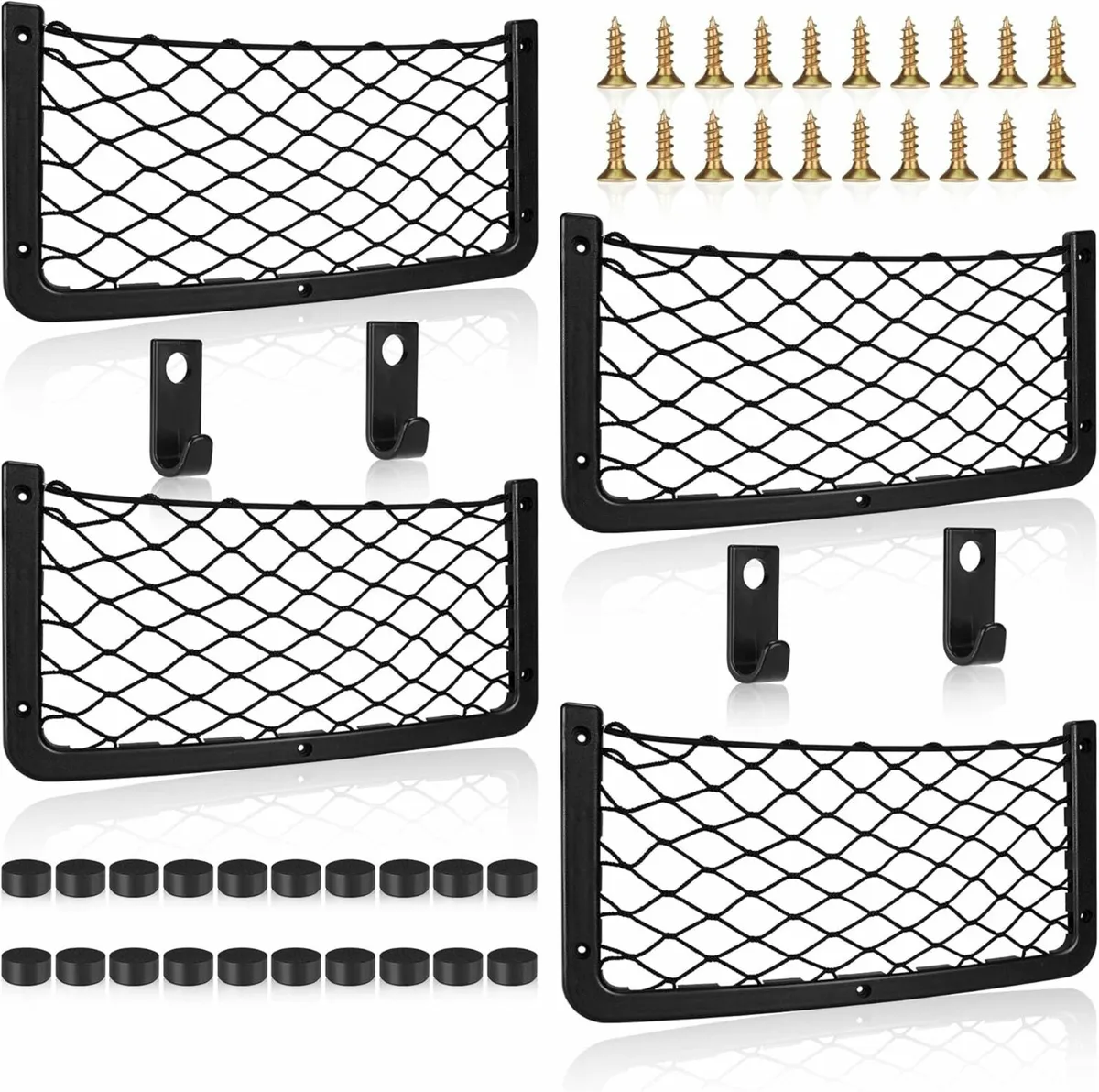4 Pcs Storage Nets for Campervans, Elastic Trunk S