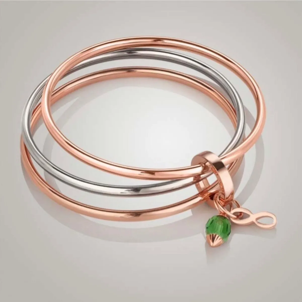 Newbridge Triple Bangle with Emerald Birthstone - Image 2