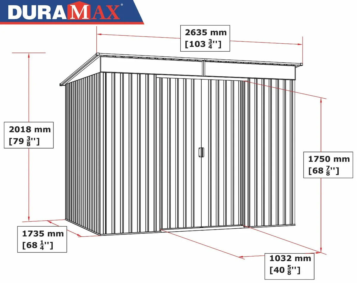 Duramax TOP Pent Roof Skylight 8×6 Steel Shed - Image 2