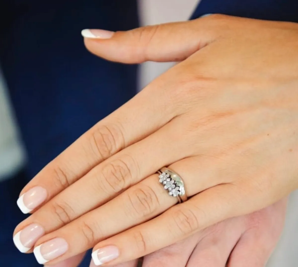 18 K white gold engagement and wedding band set - Image 2